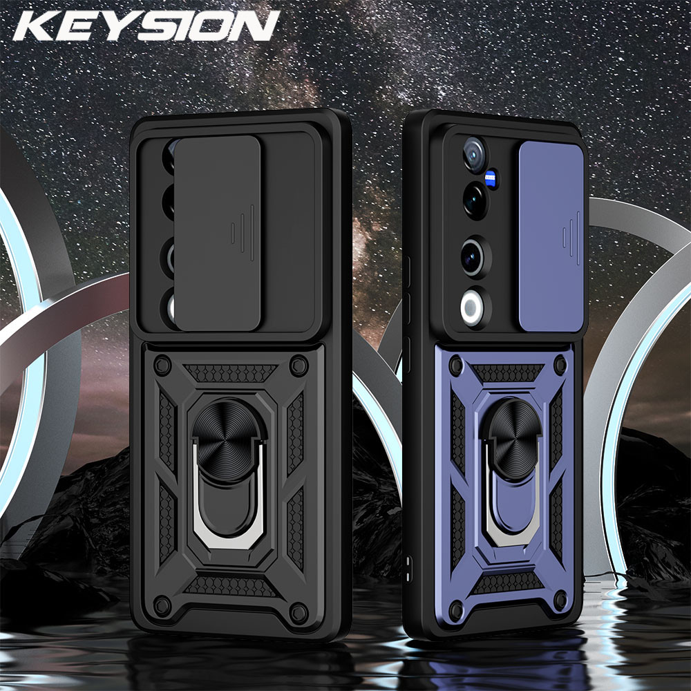 Keysion เกราะกันกระแทกสําหรับ VIVO V40 5G V40 Pro 5G สไลด์แหวนป้องกันกล้องขาตั้งโทรศัพท์ฝาหลังสําหรับ VIVO V40 Pro 5G