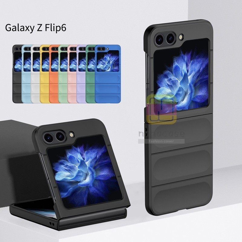 SAMSUNG พับหน้าจอป้องกันโทรศัพท์ปลอกsamsung Galaxy Z Flip 6 Z Flip 5 Z Flip 4 Z Flip 3 Slim MacaroonสีTrunk Design Hard PCปกหลัง
