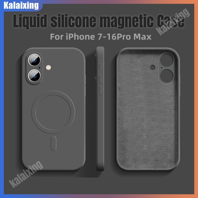 Matte Liquid Case สําหรับ iPhone 16 Pro Max 16 Plus 16Pro 16 เคสโทรศัพท์ซิลิโคนแม่เหล็กเดิมอย่างเป็นทางการ Soft Candy กล้อง Protector ฝาหลัง