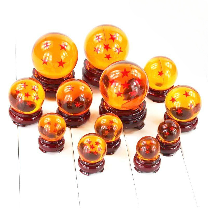 ♚-♚Anime figurine Dragon Ball crystal ball ornament base, large and small, rotatable solid wood base