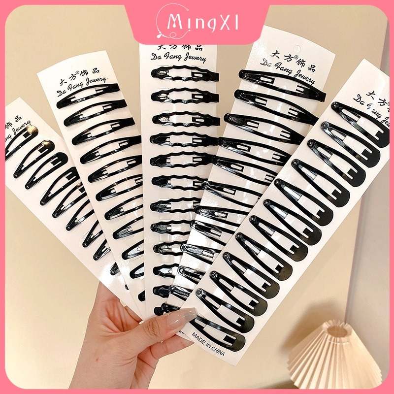 12 ชิ้น/เซ็ตสีดํา Simple One Word BB กิ๊บติดผมชุดเกาหลีสุภาพสตรี Hairpin เครื่องประดับผม