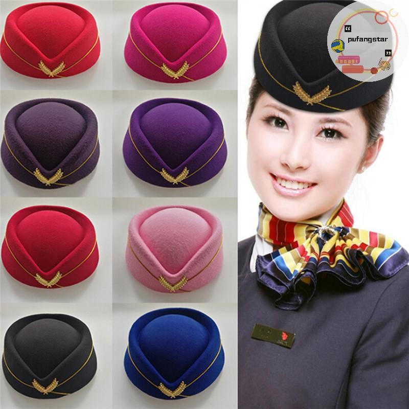 Pufangstar คอสเพลย์ Airline แอร์โฮสเตสหมวกขนสัตว์ชุดเครื่องบินแฟนผู้หญิง Stage Perform TH