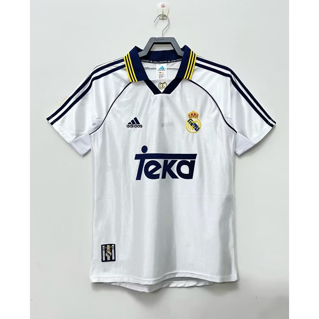 1998-00 Real Madrid home retro football top เสื้อยืดแขนสั้น