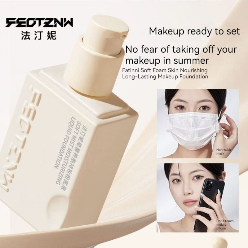 Feotznw Soft Foundation Mist Nourishing and Long-lasting Makeup Foundation 新品补水粉底液 ควบคุมความมันกันน้ํากันเหงื่อไม่ถอดรองพื้นหน้าติดทนนาน