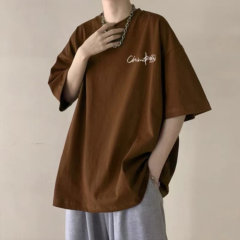 (จัดส่งตลอด 24 ชั่วโมง)Woo Right Oversize คอกลมแขนสั้น แนวสตรีท สไตล์​เกาหลี เสื้อผ้าโอเวอร์ไซต์สกรีนลายเท่ คู่รักชายหญิ