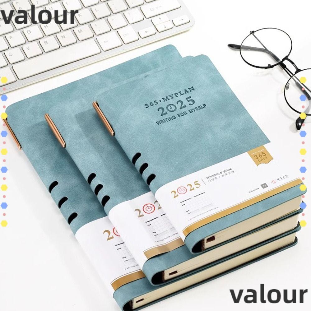 สมุดบันทึกวางแผน VALOUR 2025 หนังสือวางแผนการจัดการเวลาพร้อมปากกาเจล สมุดบันทึกธุรกิจ, สมุดไดอารี่สมุดบันทึกศึกษา A5/A6 2025 หนังสือปฏิทิน