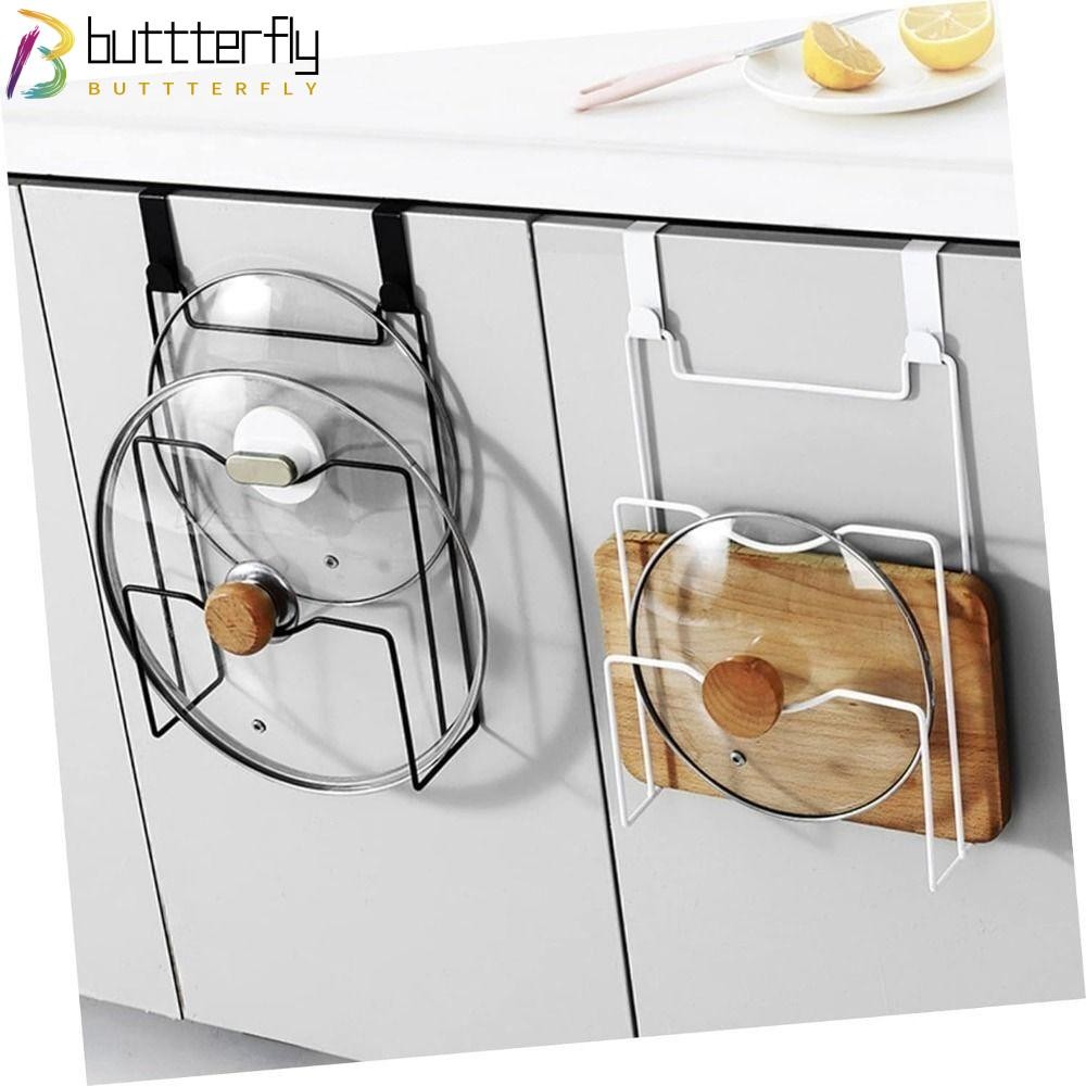 Buttterfly ชั้นวางฝา, ชั้นวางฝาหม้อประหยัดพื้นที่แบบแขวน, ไม่จําเป็นต้องเจาะ อุปทานในครัว เขียงติดผนัง ชั้นวางระบายน้ํา