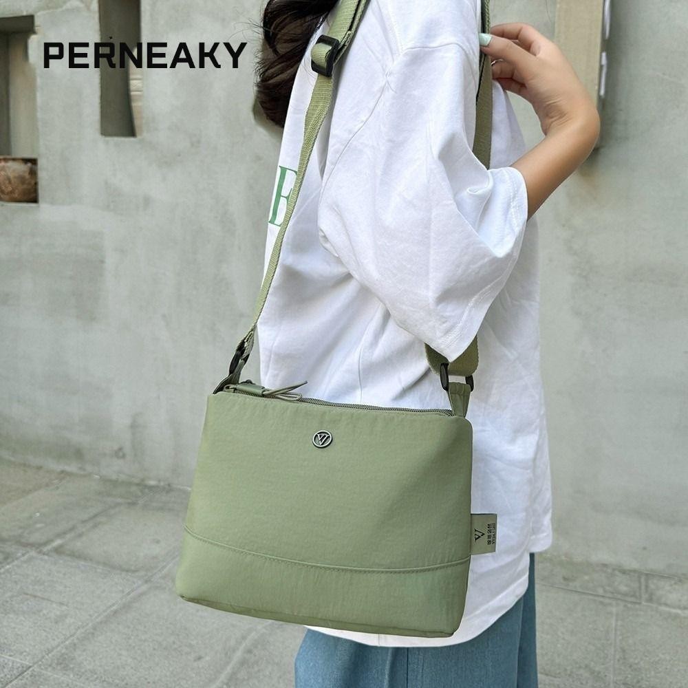 Perneaky กระเป๋าสะพายไหล่, ผู้หญิงเหมาะสําหรับเด็กผู้หญิงกระเป๋าสะพายข้าง, กระเป๋าเก็บเครื่องสําอางแบบพกพาความจุขนาดใหญ่สีทึบ