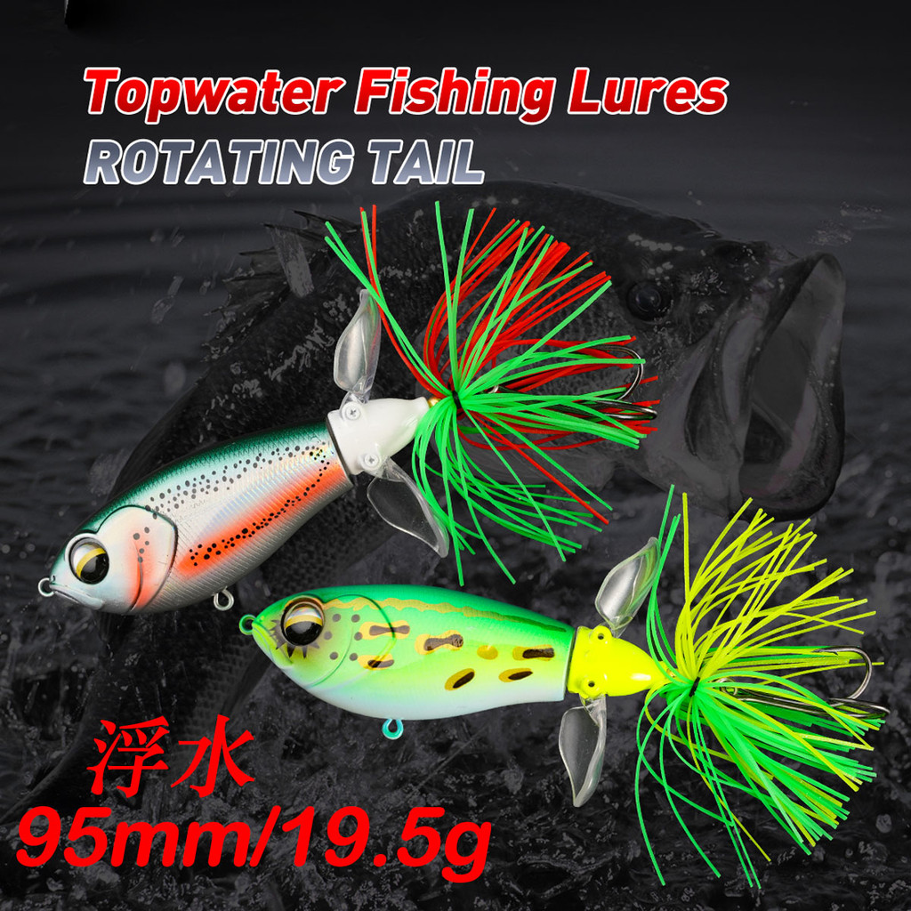 ลอย Hardbait Wobbler Long Casting 9.5 ซม. 19.5g Chatter เหยื่อน้ําตกปลา Lure หมุน Spinning Tail Popper
