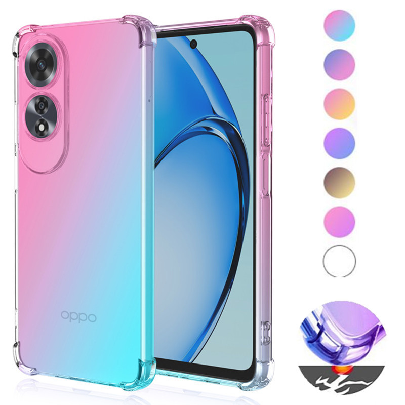 เคสtpuไล่โทนสีสําหรับoppo A80 5G A60 A79 5G A98 A78 A58 A38 A18 A3 Proฝาครอบป้องกันกันกระแทกโปร่งใสเคสโทรศัพท์