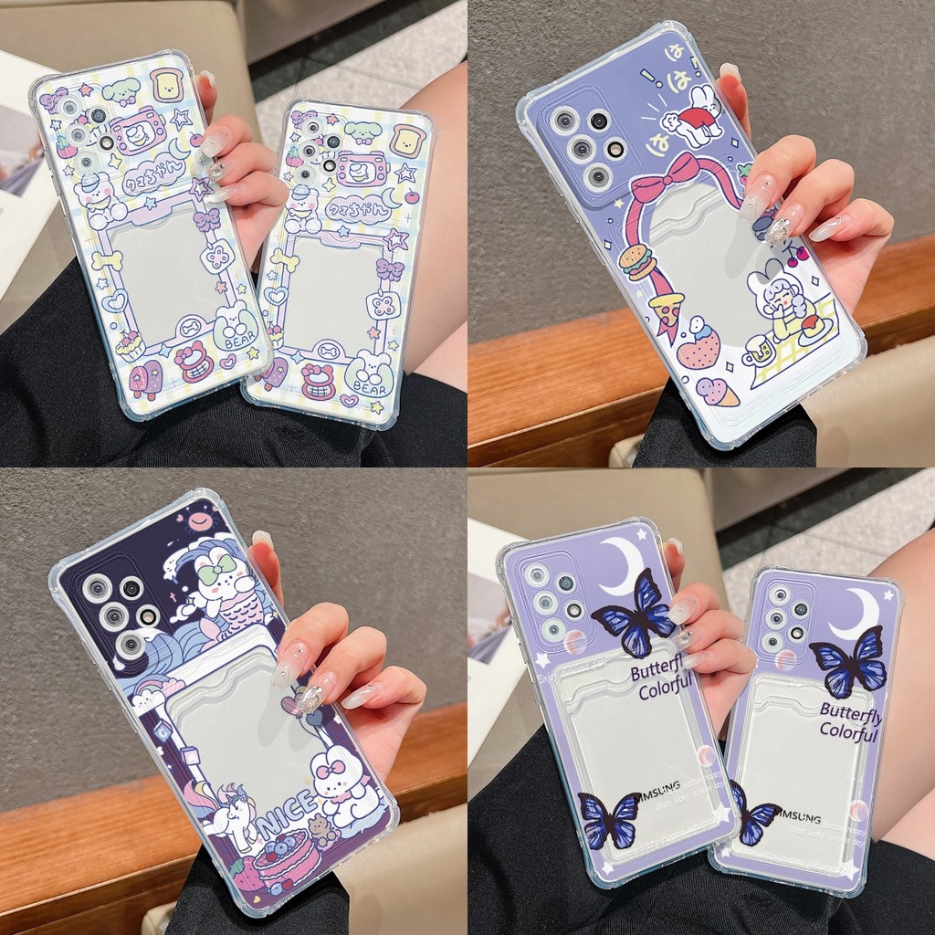 เคสโทรศัพท์ TPU โปร่งใสพร้อมช่องเสียบการ์ดสำหรับ Samsung S22 S21 S30 S23 Ultra S24 plus S20 FE เคสโทรศัพท์กันกระแทก