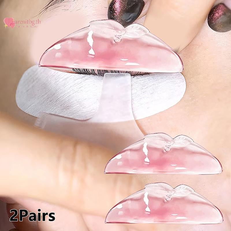 Renbg 2 คู่สีชมพูหวานขนตาซิลิโคนแผ่น Peach Shape Lash Lift Perm Pad Gravg Lashes Eyelash Curler อุปกรณ์เสริม TH
