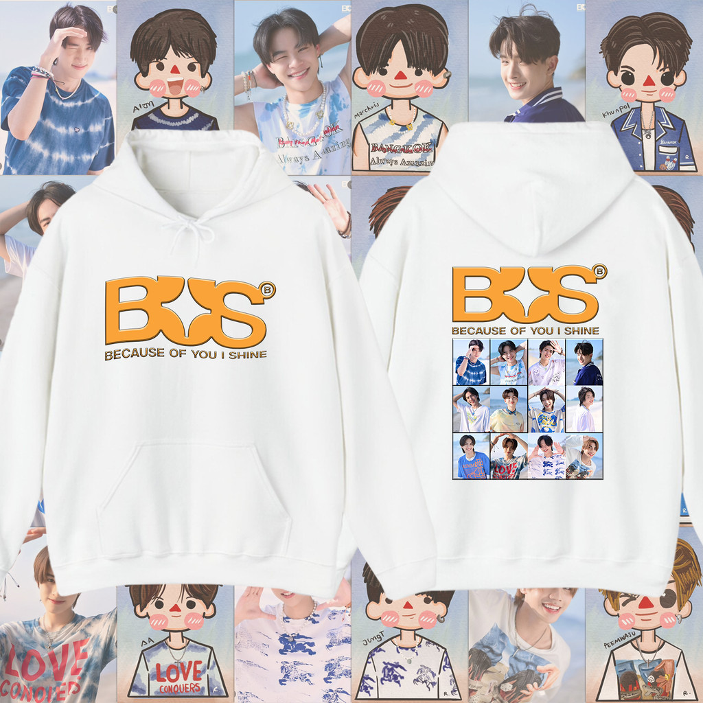 เสื้อแขนยาว BUS because of you i shine#334Graphic BUS Hoodie สามารถสวมใส่ได้ทั้งชายและหญิง วัสดุเส้นใยโพลีเอสเตอร์ M-3XL