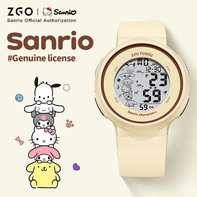 Zgo x Sanrio Family Watch สําหรับนักเรียนหญิงกันน้ําอิเล็กทรอนิกส์นาฬิกาโรงเรียนมัธยมของขวัญ 8551