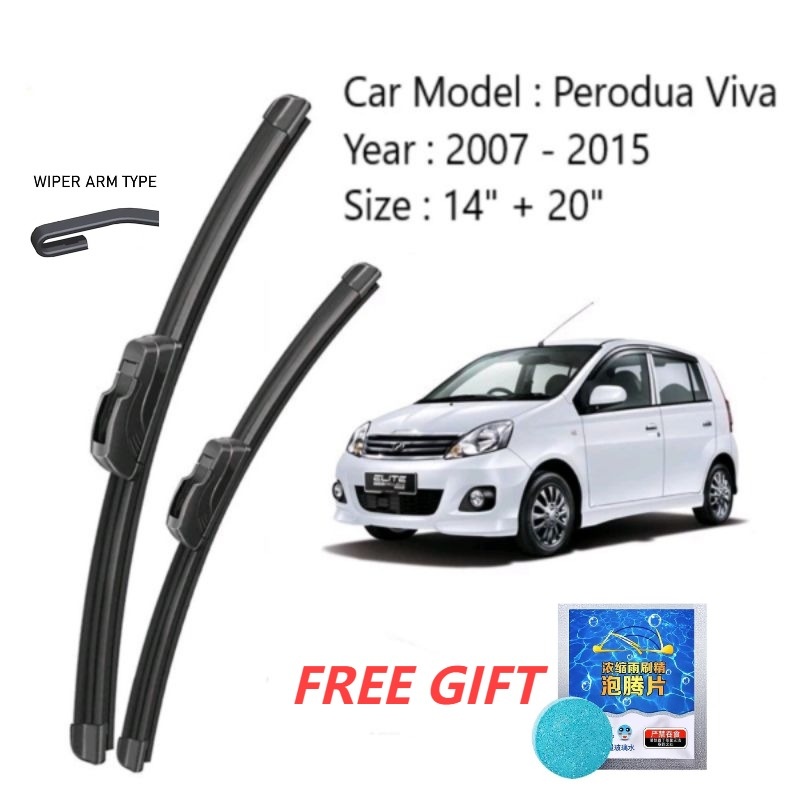 Perodua VIVA 12 X 21 ยางซิลิโคน WIPER BLADE JAPAN TECHNOLOGY WINDSCREEN CUCI CERMIN