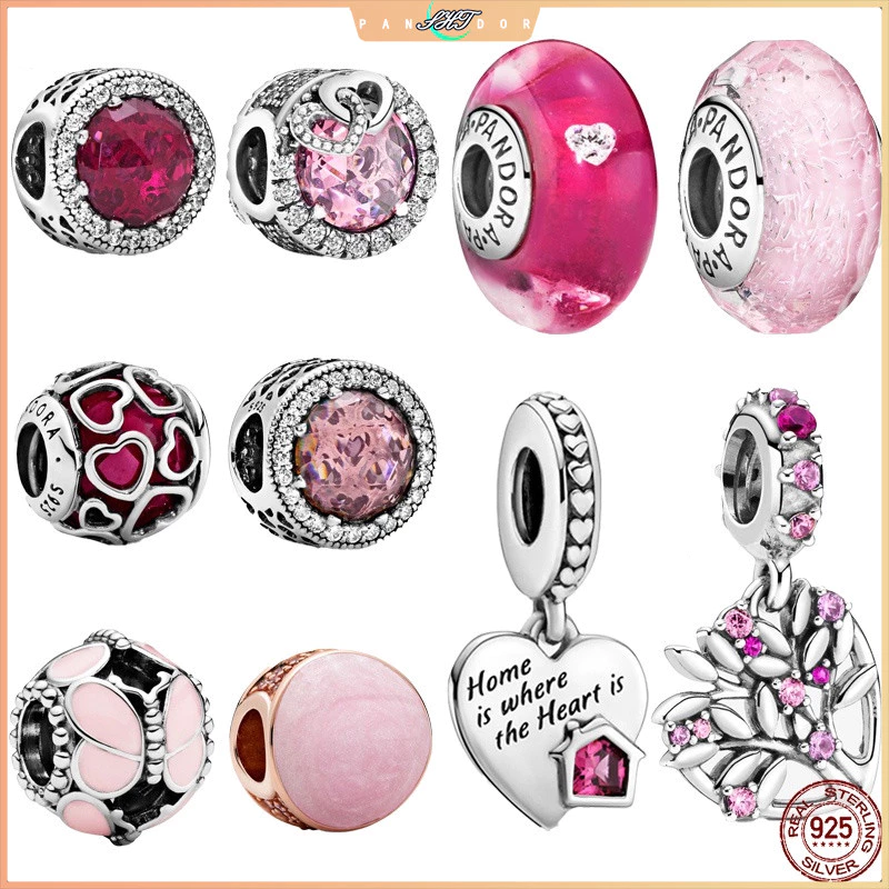 สร้อยข้อมือ charm ลูกปัดดอกไม้และตกแต่งแบบย้อย สเตอร์ลิงซิลเวอร์ S925 DIY
