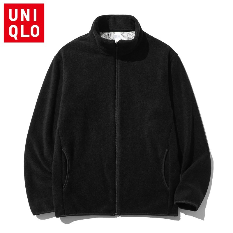 Uniqlo เสื้อแจ็คเก็ตลําลองผู้ชายผ้าฟลีซแบบหนากลางแจ้ง