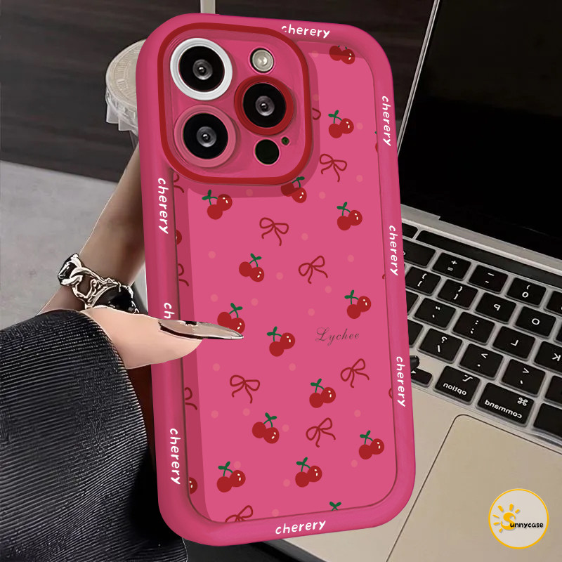 เคสนิ่มลายโบว์เชอร์รี่เรียบง่าย เข้ากันได้กับ OPPO A15 A16 A58 A38 A12 A5s A3s A53 A7 A17 A57 A54 A77 A72 A78 A52 A92 - รูปที่ 4