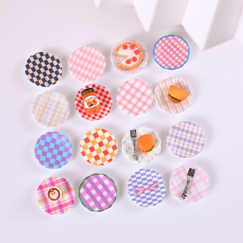 10ชิ้น/แพ็คจําลองมินิน่ารักจานสดเรซิ่น ทําเอง บ้านตุ๊กตาอาหารเล่นแผ่นเคสโทรศัพท์อุปกรณ์ตกแต่ง