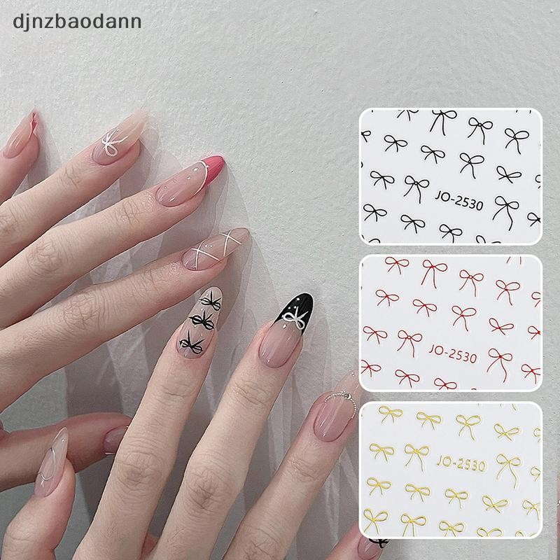 [DJNZ] Minimalist Line Bow Nail Art สติกเกอร์รูปลอก Ultra-Thin Self กาวสติ๊กเกอร์ติดเล็บสําหรับตกแต่งเล็บสติ๊กเกอร์ติดเล็บสําหรับผู้หญิง NGSS