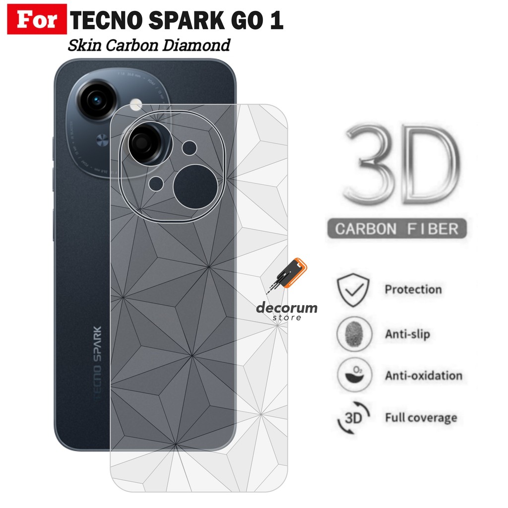 Tecno Spark Go 1 Carbon Skin Diamond Back Garskin