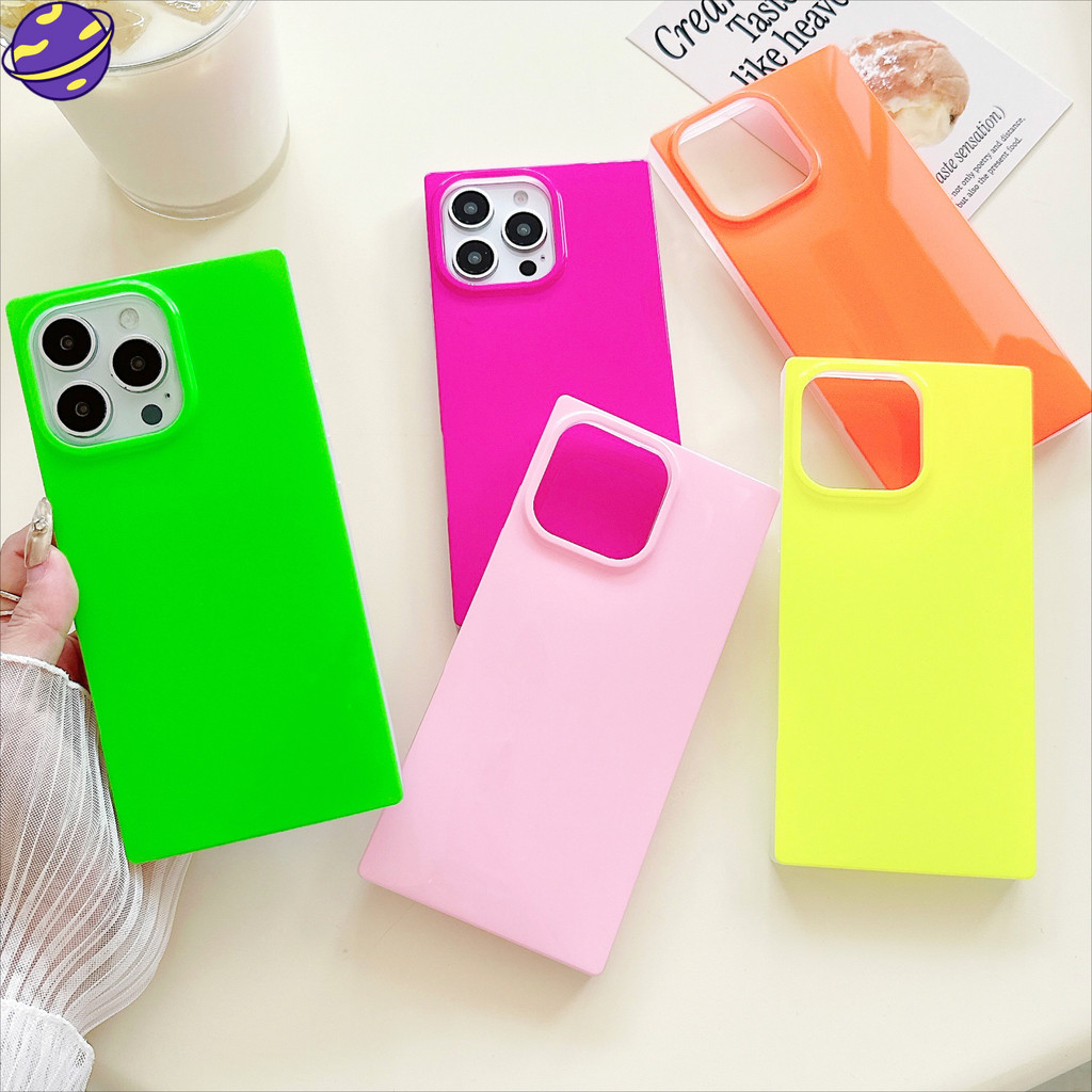 เคสโทรศัพท์ทรงสี่เหลี่ยมเรืองแสงเหมาะสําหรับ ไอโฟน 16 15 14 13 มือโปร สูงสุด ขอบตรง ทีพียู ฝาครอบป้องกันซิลิโคนสี่มุมป้องกันการตกปลอกนุ