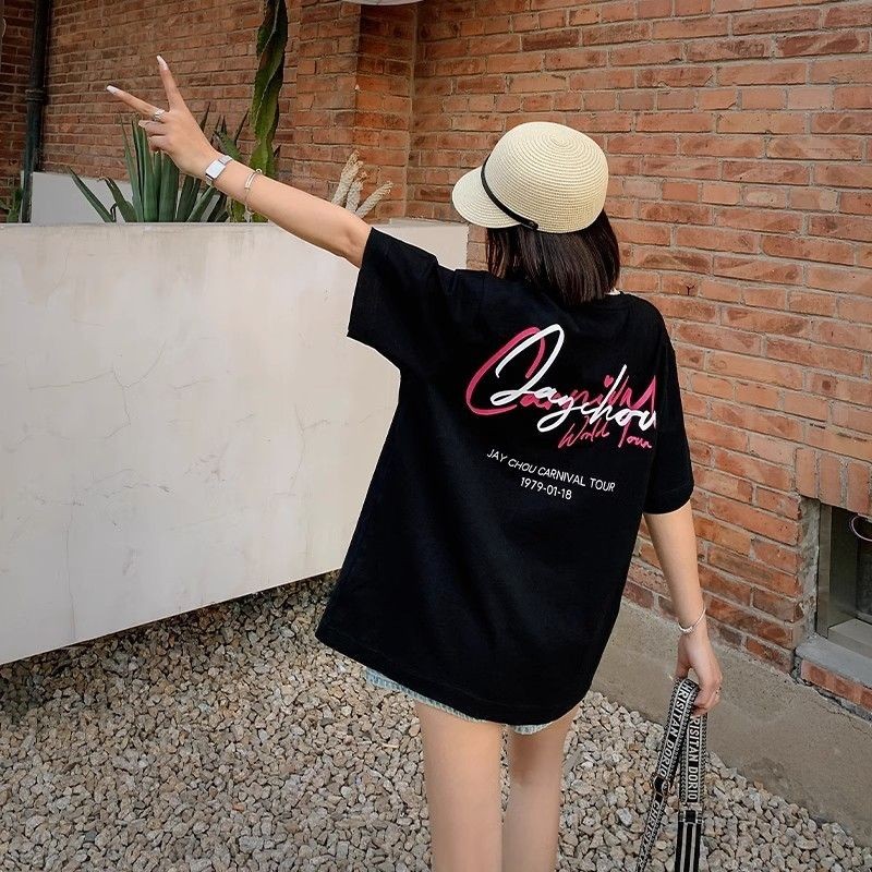 Jay JAY Chou เสื้อยืดแขนสั้นผ้าฝ้าย 100% ผู้ชายผู้หญิงคู่ 8.27