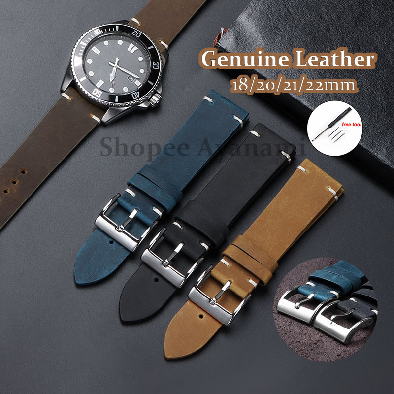 Retro สายนาฬิกาหนังแท้ Universal ผู้หญิงผู้ชายสร้อยข้อมือ Vintage Cowhide ธุรกิจนาฬิกาสําหรับ Omega