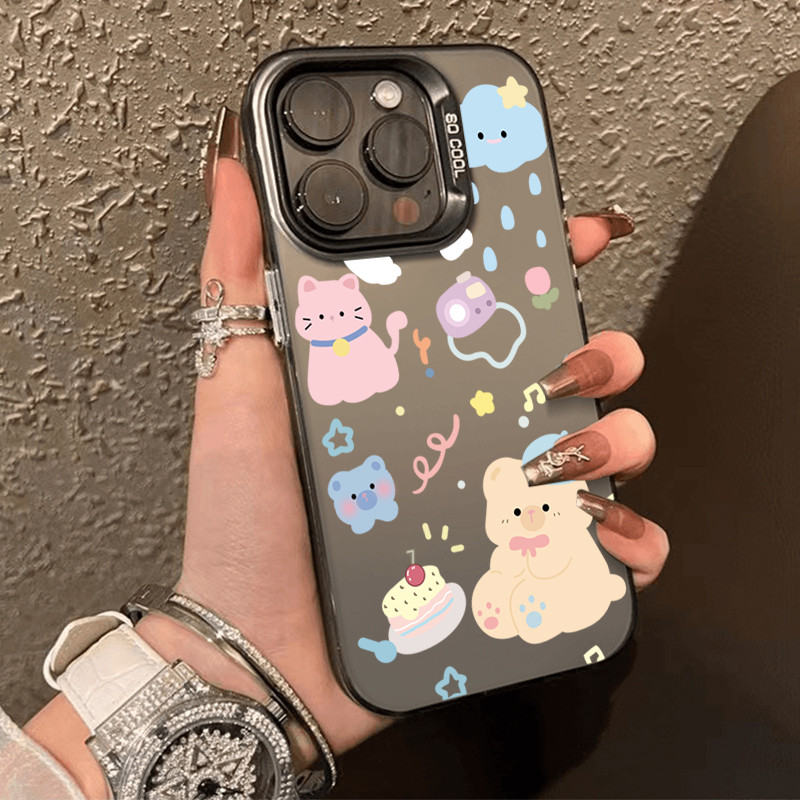 เคสไอโฟน11/13/16 Pro Max แฟชั่น ลวดลาย กันกระแทก Case For iPhone 11 12 13 14 15 Pro Max XR XS X 7 8 PLUS หมีน่ารัก