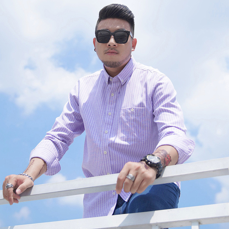 80-170 กก. ขนาดใหญ่เสื้อผู้ชายแขนยาวผ้าฝ้ายลายด้านบน บวก ฤดูใบไม้ร่วงใหม่สไตล์ธุรกิจสบายๆ อ็อกซ์ฟอร์ด ปั่นไขมัน - รูปที่ 3