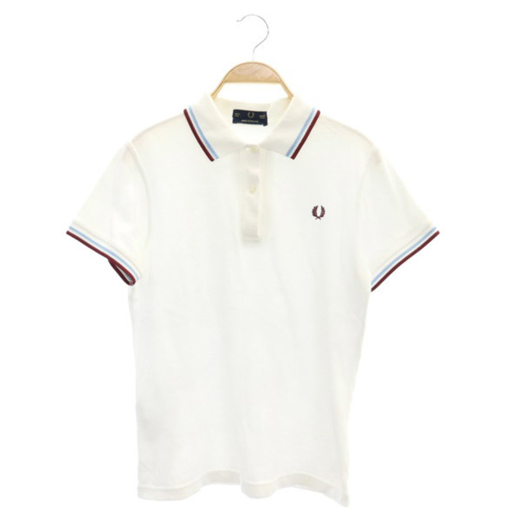 Fred Perry Logo เสื้อโปโลปักกวางแขนสั้น 38 M สีขาวส่งตรงจากญี่ปุ่น มือสอง
