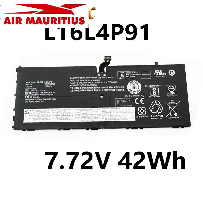 แบตเตอรี่แล็ปท็อป  L16L4P91 L16M4P91 01AV453 7.72V 42Wh สำหรับ Lenovo ThinkPad X1 Tablet รุ่นที่ 3 L