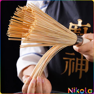 Nikola แปรงขัดกระทะไม้ไผ่ ด้ามไม้หนาจับถนัดมือ ทำความสะอาดหม้อไร้รอยขีดข่วน ปลอดสารเคมี Pot cleaning brush