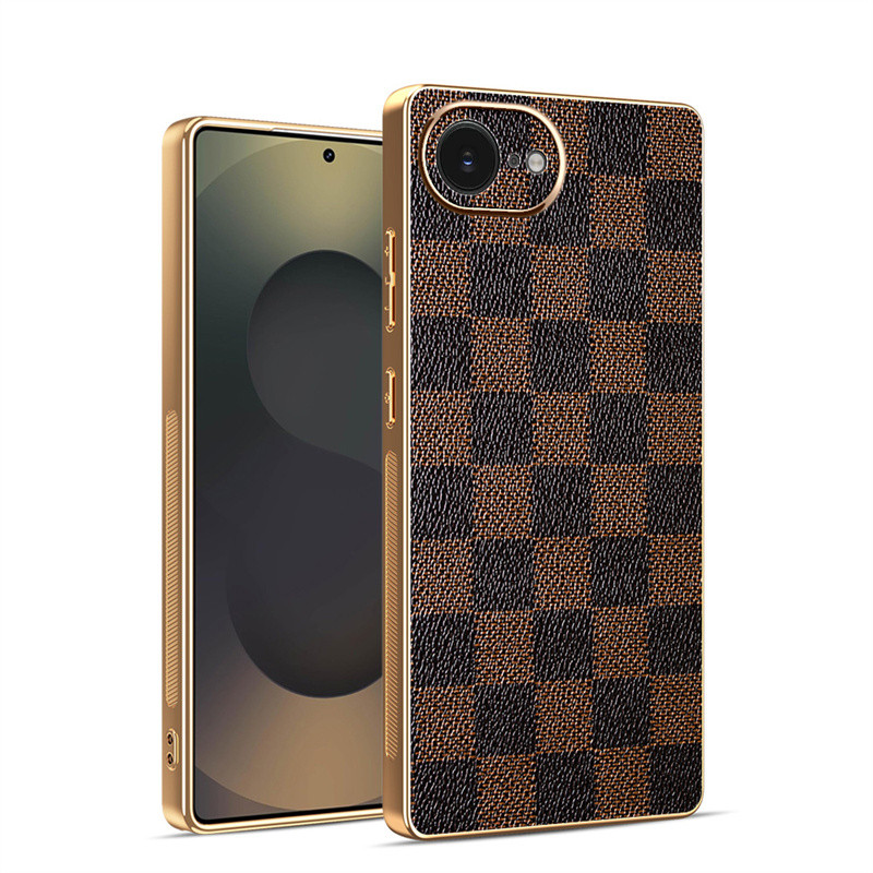 สําหรับ Apple IPhone 16E, SE4, เคสโทรศัพท์ลายหนังระดับไฮเอนด์คลาสสิก, เคสป้องกันขอบด้วยไฟฟ้า