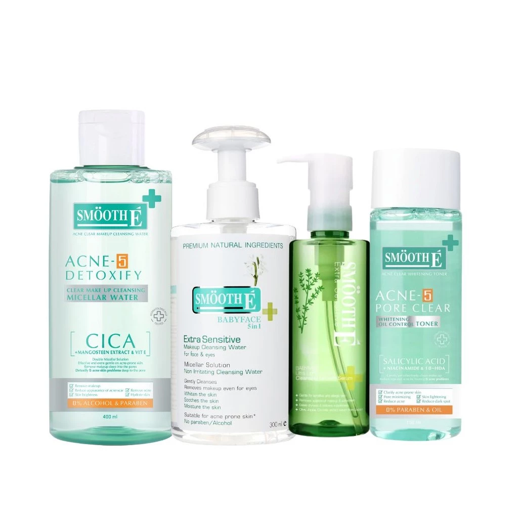 Smooth E Cleasing Collection ลดสิว ผิวแพ้ง่าย ทำความสะอาดล้ำลึก