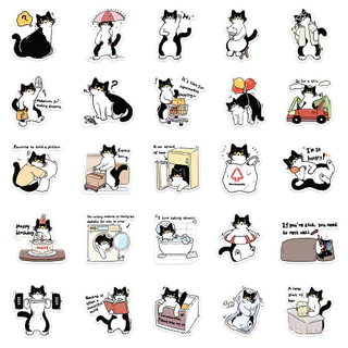 ❉ สติ๊กเกอร์ Black & White Cat Series 01 ❉ 50 ชิ้น/เซ็ต DIY แฟชั่นสติ๊กเกอร์ Doodle กันน้ํา