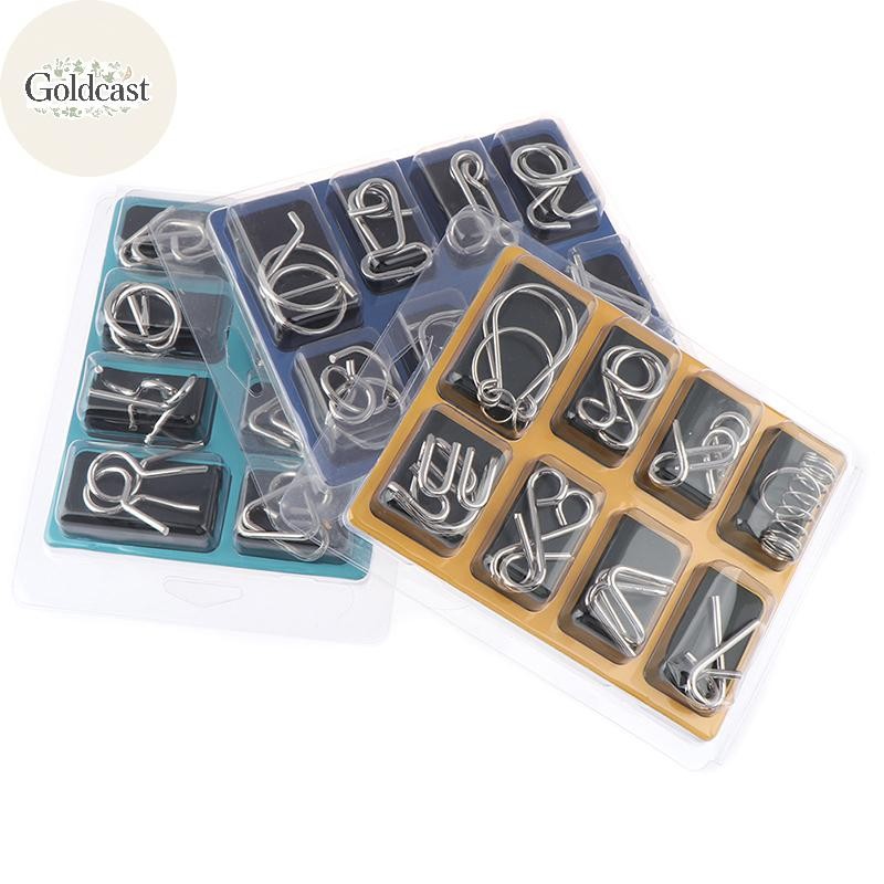 ทอง 8 ชิ้น/เซ็ตวัสดุปริศนาโลหะลวด IQ Mind สมอง Teaser ปริศนา Reliever ของเล่น TH - รูปที่ 5