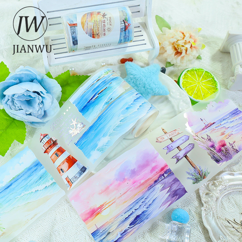 JIANWU 70 มม.* 200 ซม.VINTAGE สีน้ํา Sky Cloud ภูมิทัศน์วัสดุ Collage Scrapbooking PET เทป Creative DIY Journal เครื่องเขียน