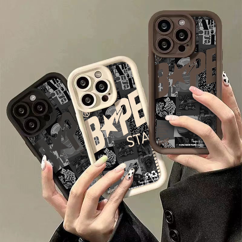 HP Hard Silicone TPU Phone Case, Scratch Resistance & Anti-Shake, Harajuku Style Black Sneaker Stree