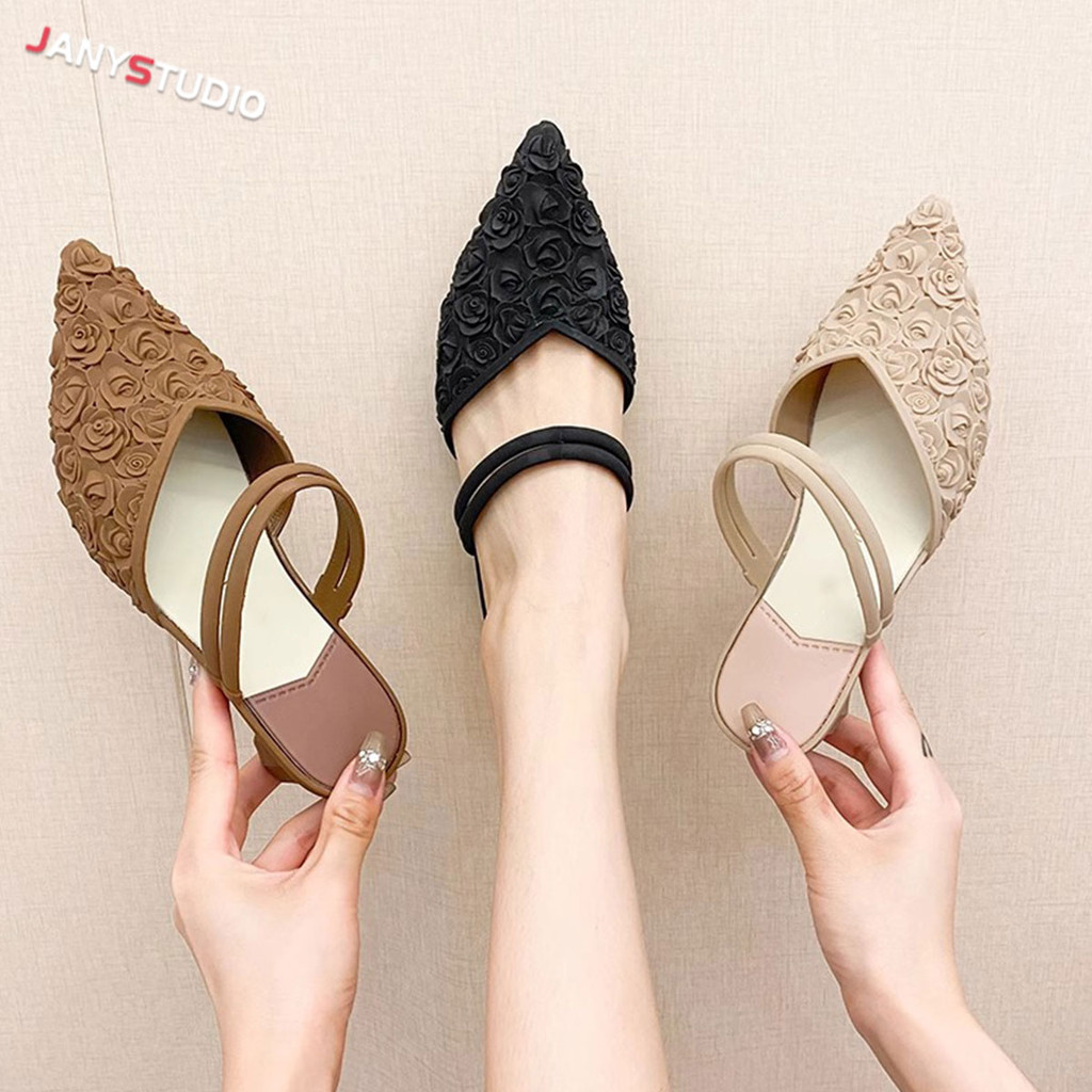 รองเท้าส้นแบนผู้หญิง แฟชั่นเปิดส้นกันลื่นกันน้ำ