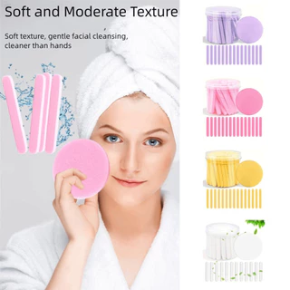 HOLIZZY 50 ชิ้น/เซ็ตฟองน้ําบํารุงผิวหน้า,ทิ้ง Smooth Skin Face Wash Sponge,คุณภาพสูงกระป๋องบีบอัด Face Cleanser Cotton Pad สําหรับทุกสภาพผิว