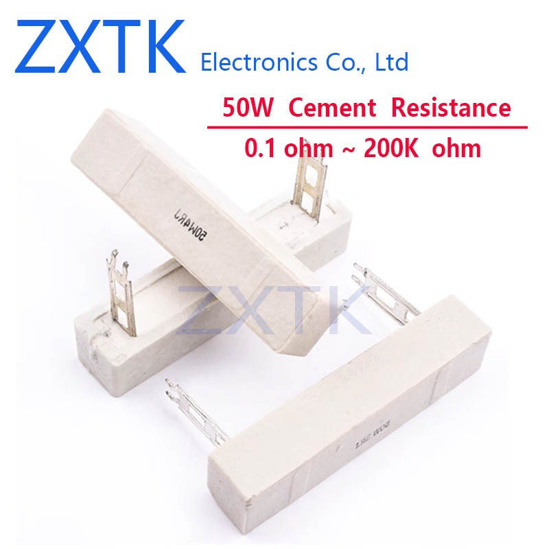 ใหม่ IC CHIP 50W ตัวต้านทานซีเมนต์ความต้านทานพลังงาน 1R 2R 2.2R 2.5R 3R 3.3R 4R 5R 6R 8R 10R 39R 62R