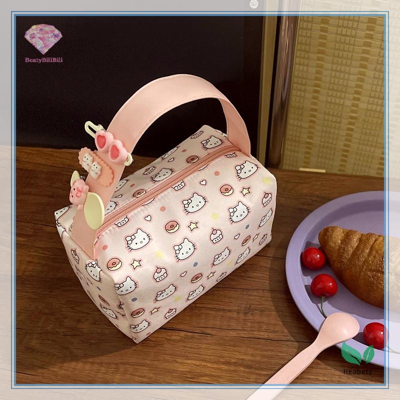 Heabety กระเป๋าเครื่องสําอางน่ารักสาวมือถือแต่งหน้ากระเป๋าขนาดใหญ่ความจุแบบพกพากระเป๋าเก็บกระเป๋าของขวัญใหม่