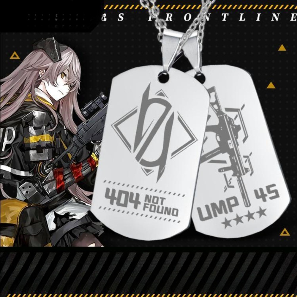 สร้อยคอกำไลเหล็กไทเทเนียม Anime Game Frontline Ump45 Commander สำหรับคอสเพลย์และฮอลโลวีน