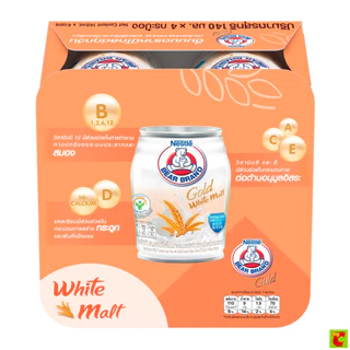 ตราหมี โกลด์ ผลิตภัณฑ์นมสเตอริไลส์ไขมันต่ำผสมมอลต์สกัด 140 มล. X 4 ชิ้น