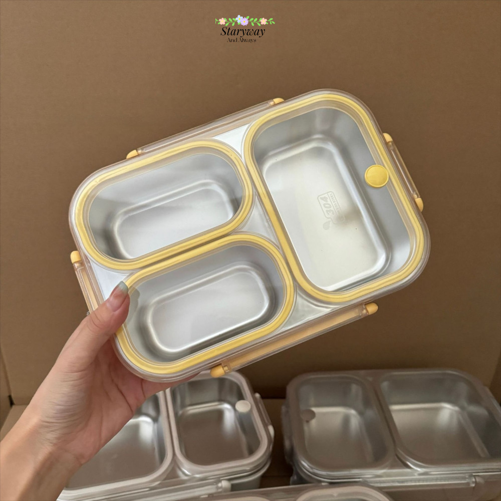 STARYSWAY กล่องเบนโตะ, สแตนเลส 2/3/4 กล่องอาหารกลางวัน Gird, แบบพกพาปิดผนึกแบ่งอาหารรั่วนักเรียน/Woker