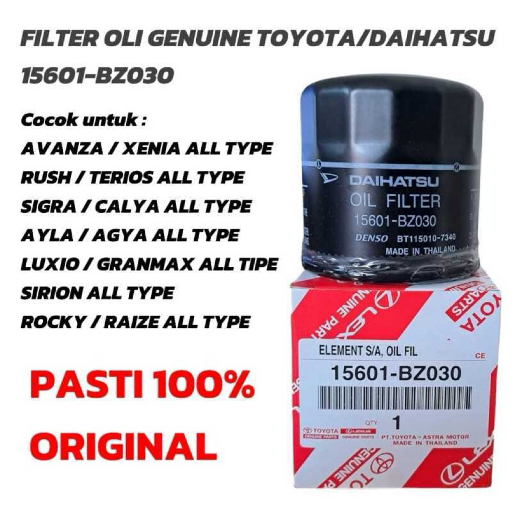 15601-BZ030 Toyota, Daihatsu, Perodua Oil Filter Avanza, Rush, Sigra, Ayla, Luxio, Sirion, Rocky