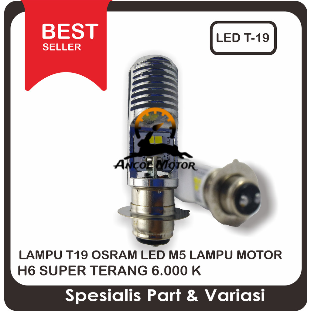 T19 Osram Led M5 ไฟมอเตอร์ไซค์ H6 6000k สีขาว K1 12v PnP Hi Low