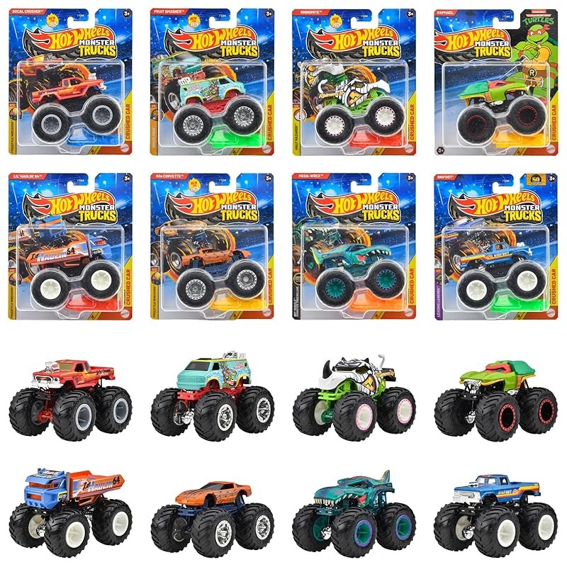 Hot Wheels Monster Truck 1:64 Assortment Of 8 Mini Cars Box Sale สําหรับ 3 ปีขึ้นไป - Multi 981F-Fyj