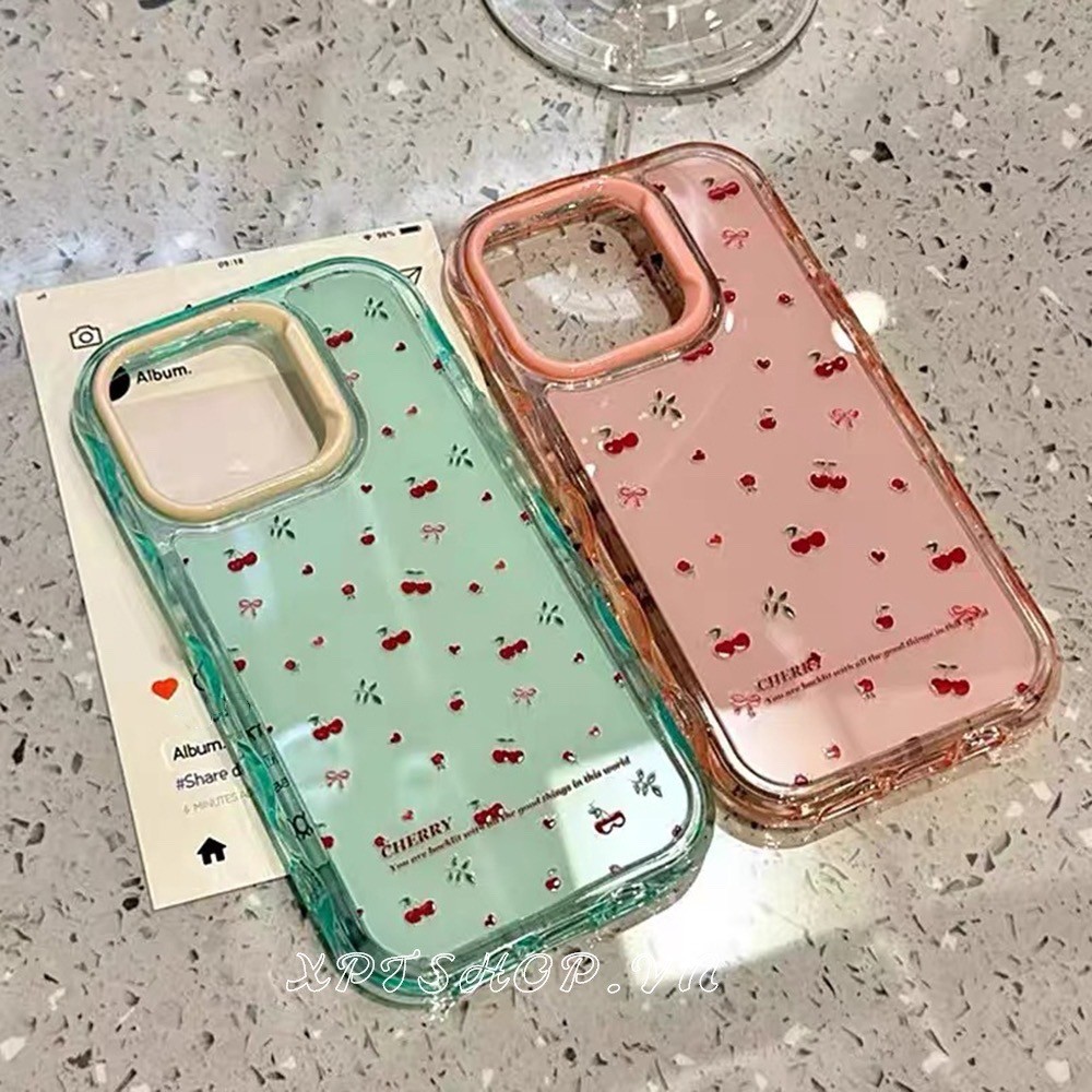เต็มหน้าจอเชอร์รี่คลื่นเคสโทรศัพท์สําหรับ ไอโฟน 17 มือโปร สูงสุด 17อากาศ 16 บวก 15 14 13 12 11 กันกระแทกป้องกันปลอก